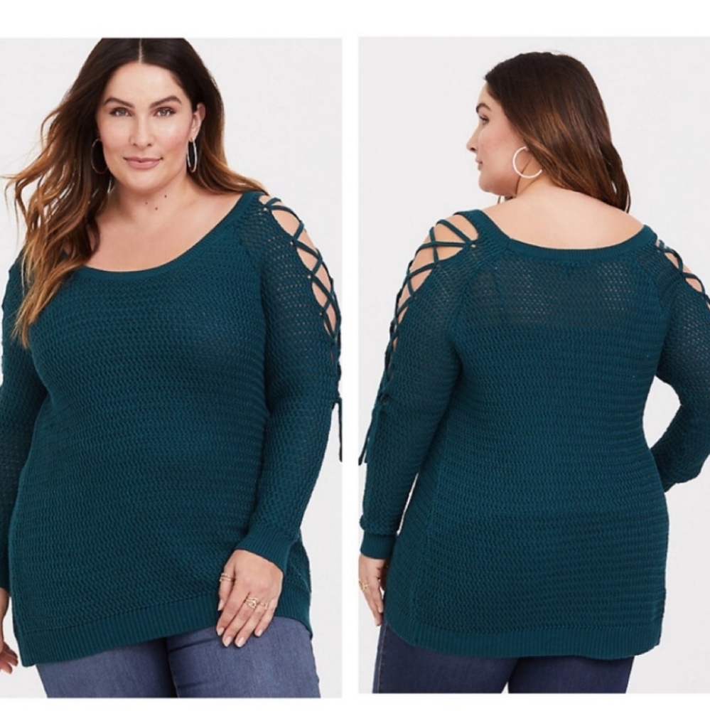 Torrid lace up sleeve sweater